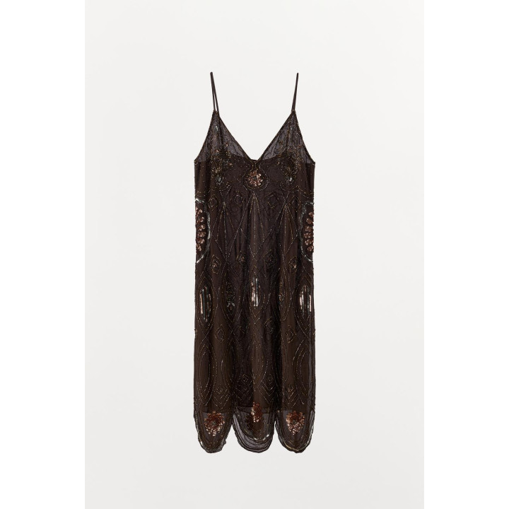 ПЛАТЬЕ ИЗ ЖОРЖЕТА С ПАЙЕТКАМИ И БУСИНАМИ