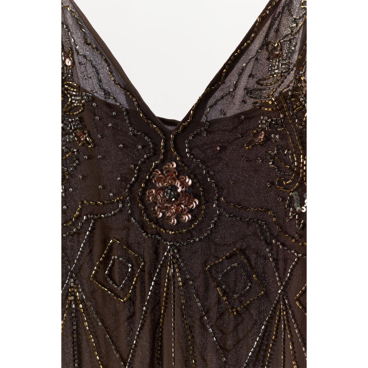 ПЛАТЬЕ ИЗ ЖОРЖЕТА С ПАЙЕТКАМИ И БУСИНАМИ