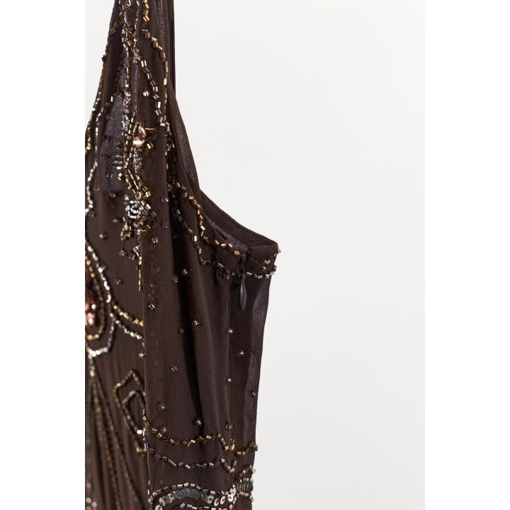 ПЛАТЬЕ ИЗ ЖОРЖЕТА С ПАЙЕТКАМИ И БУСИНАМИ