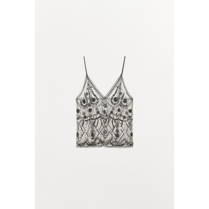 ТОП ИЗ ТЮЛЯ С БУСИНАМИ И ПАЙЕТКАМИ