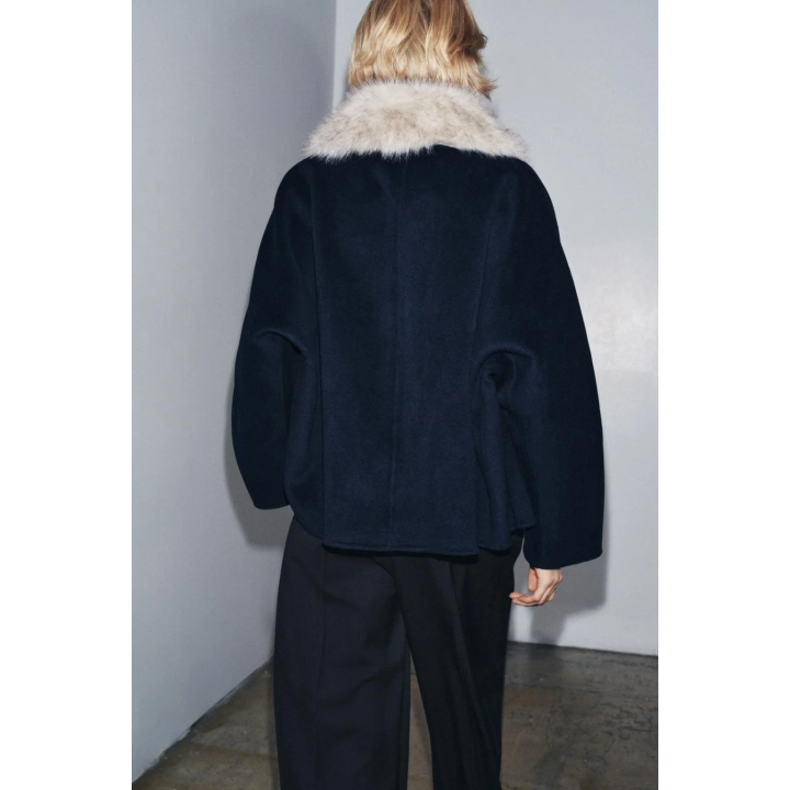 ПАЛЬТО С ВОРОТНИКОМ ИЗ ИСКУССТВЕННОГО МЕХА И ШЕРСТИ — ZW COLLECTION