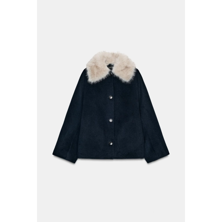 ПАЛЬТО С ВОРОТНИКОМ ИЗ ИСКУССТВЕННОГО МЕХА И ШЕРСТИ — ZW COLLECTION