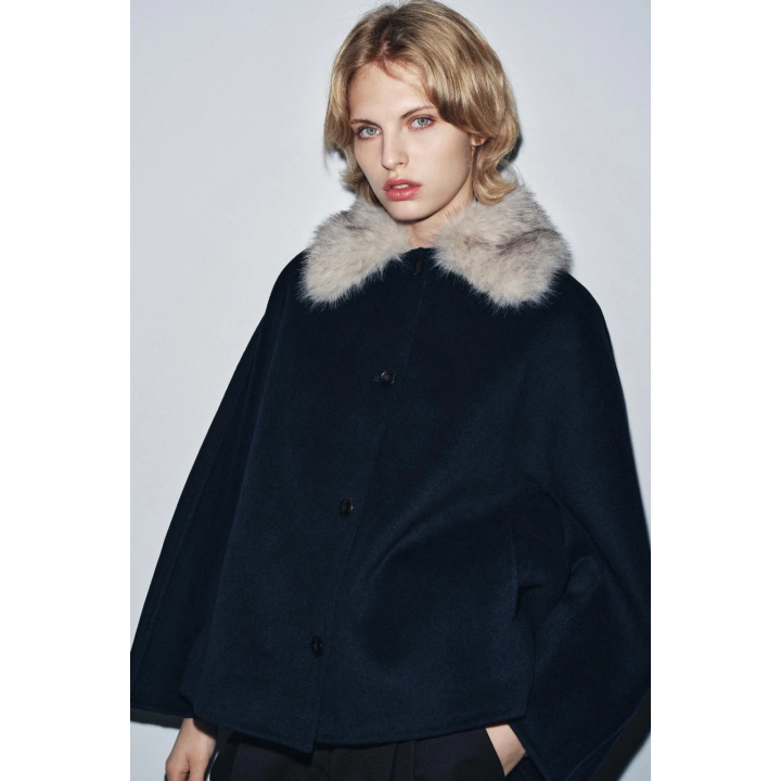 ПАЛЬТО С ВОРОТНИКОМ ИЗ ИСКУССТВЕННОГО МЕХА И ШЕРСТИ — ZW COLLECTION