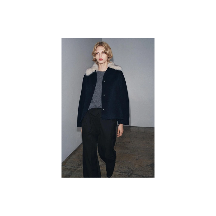 ПАЛЬТО С ВОРОТНИКОМ ИЗ ИСКУССТВЕННОГО МЕХА И ШЕРСТИ — ZW COLLECTION