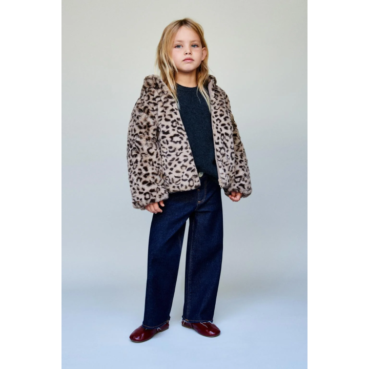 КУРТКА ИЗ ИСКУССТВЕННОГО МЕХА С АНИМАЛИСТИЧЕСКИМ ПРИНТОМ