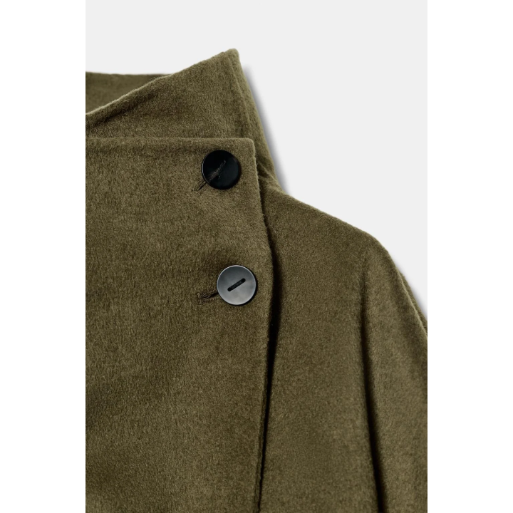 ПАЛЬТО С ВЫСОКИМ ВОРОТНИКОМ ИЗ СМЕСОВОЙ ШЕРСТИ — ZW COLLECTION