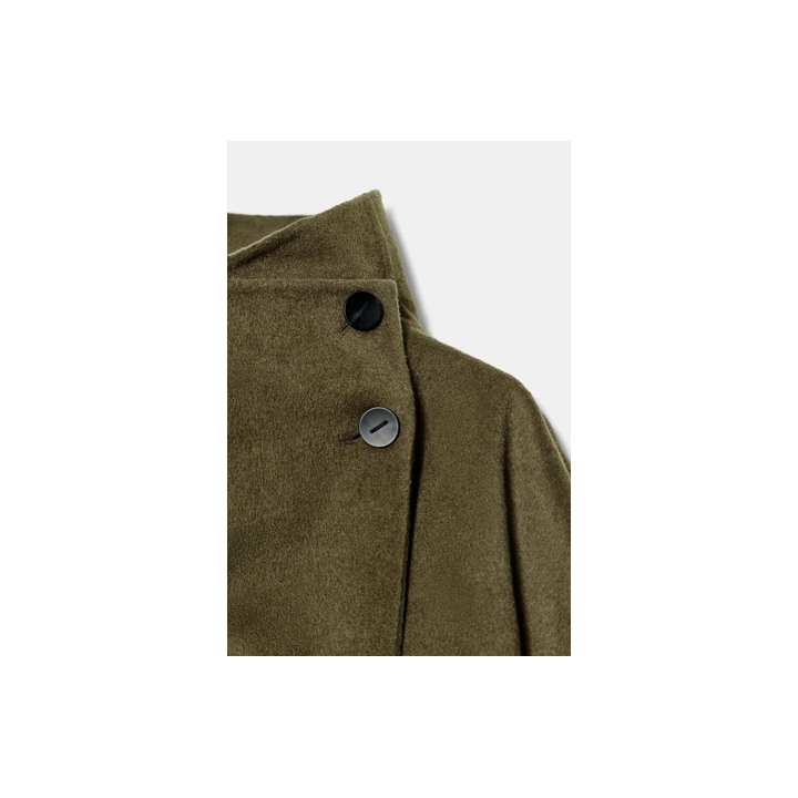 ПАЛЬТО С ВЫСОКИМ ВОРОТНИКОМ ИЗ СМЕСОВОЙ ШЕРСТИ — ZW COLLECTION