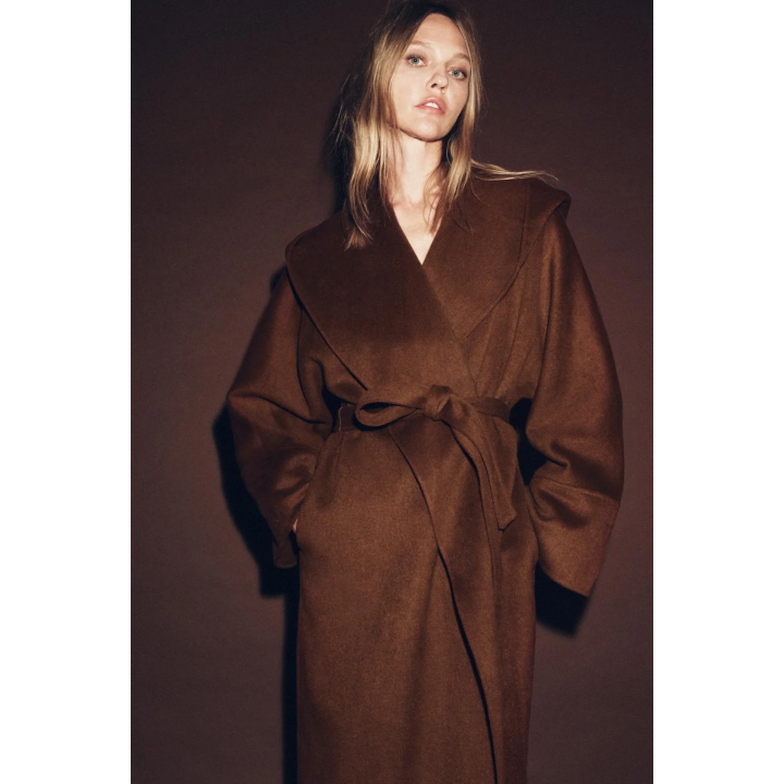 ДЛИННОЕ ПАЛЬТО С ПОЯСОМ ИЗ ШЕРСТИ — ZW COLLECTION LIMITED EDITION