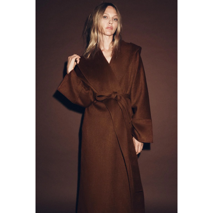 ДЛИННОЕ ПАЛЬТО С ПОЯСОМ ИЗ ШЕРСТИ — ZW COLLECTION LIMITED EDITION