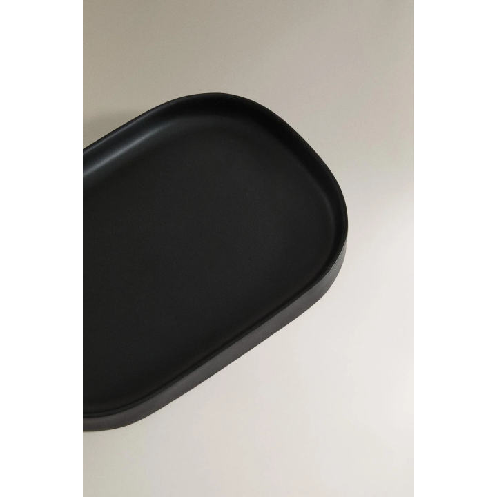 BLACK RESIN BATHROOM TRAY