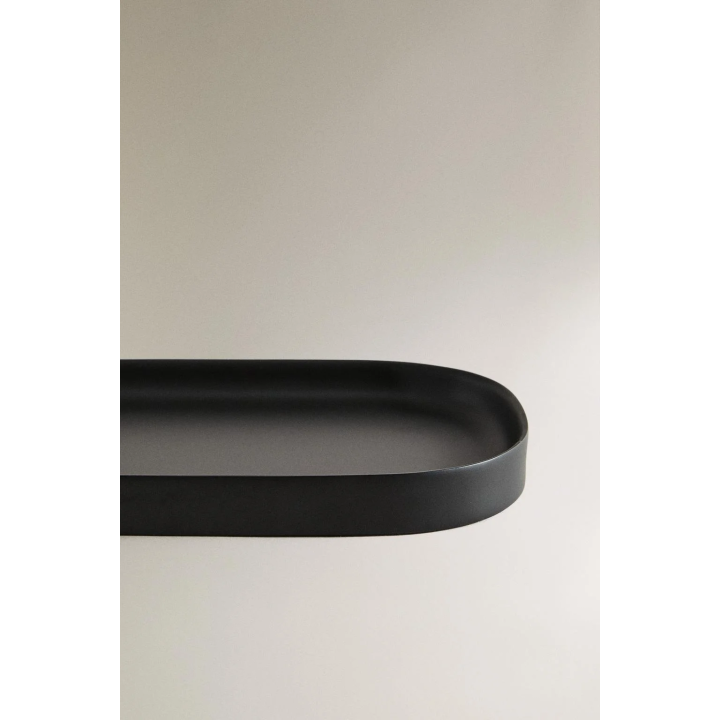 BLACK RESIN BATHROOM TRAY