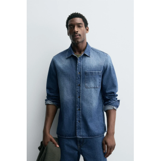 ДЖИНСОВАЯ РУБАШКА С ЭФФЕКТОМ ПОТЕРТОСТИ