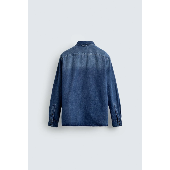 ДЖИНСОВАЯ РУБАШКА С ЭФФЕКТОМ ПОТЕРТОСТИ