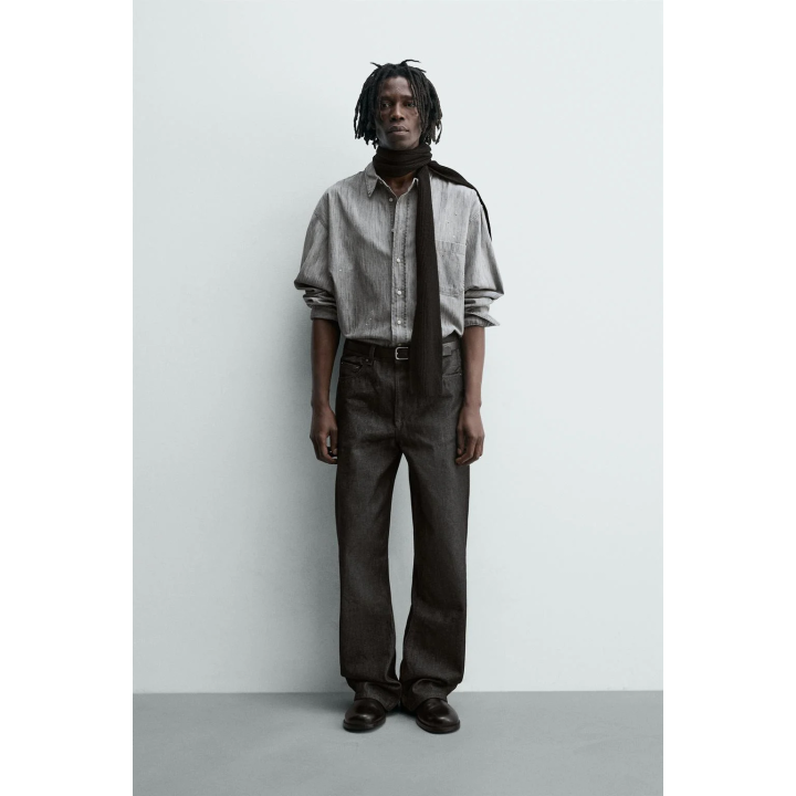 ДЖИНСОВАЯ РУБАШКА С ЭФФЕКТОМ ПОТЕРТОСТИ И БРЫЗГАМИ