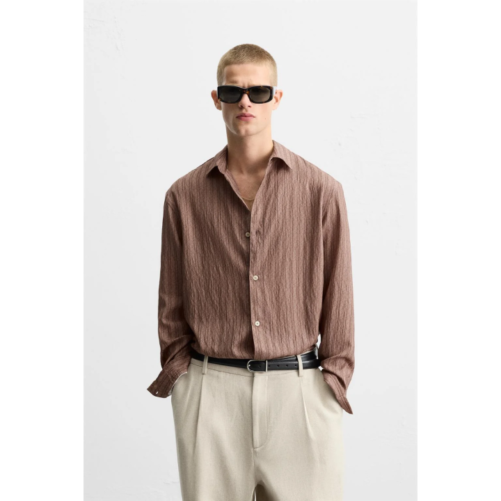 РУБАШКА СТРУЯЩЕГОСЯ ПОКРОЯ В ПОЛОСКУ