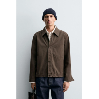 КУРТКА-РУБАШКА КЛАССИЧЕСКОГО КРОЯ С ЭФФЕКТОМ ПОСТИРАННОСТИ