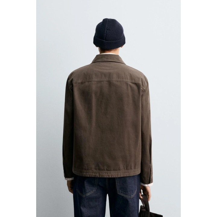 КУРТКА-РУБАШКА КЛАССИЧЕСКОГО КРОЯ С ЭФФЕКТОМ ПОСТИРАННОСТИ