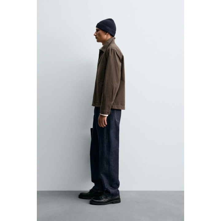 КУРТКА-РУБАШКА КЛАССИЧЕСКОГО КРОЯ С ЭФФЕКТОМ ПОСТИРАННОСТИ