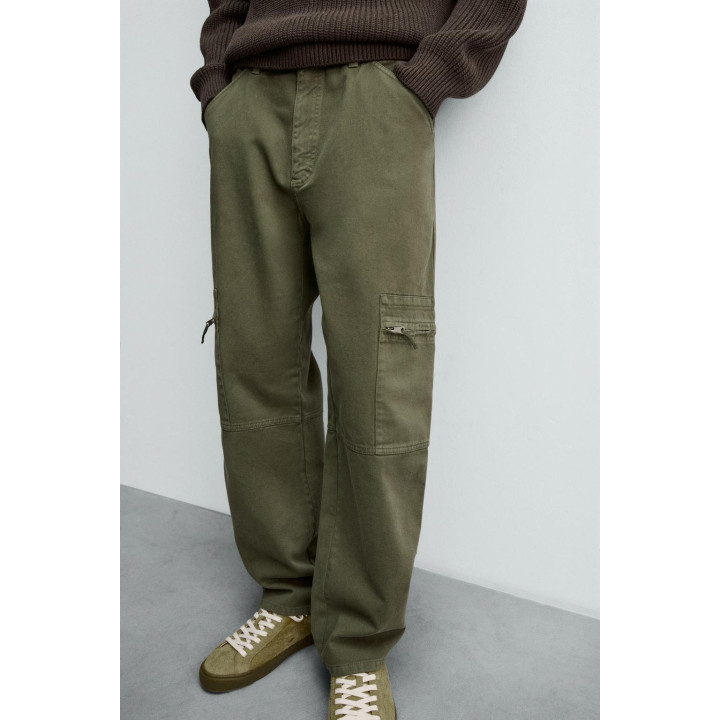 БРЮКИ КАРГО RELAXED FIT С ЭФФЕКТОМ ПОТЕРТОСТИ