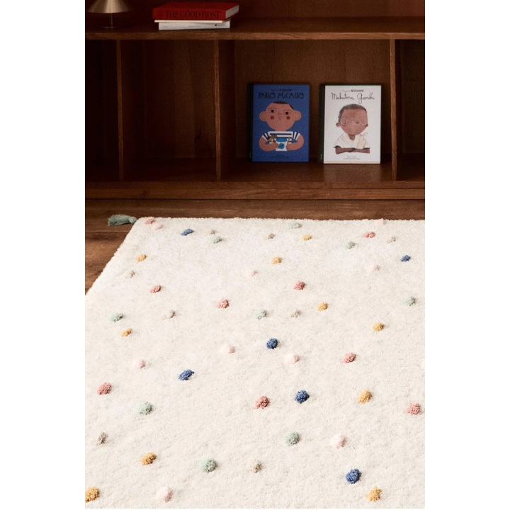 CHILDREN’S MULTICOLOURED POLKA DOT COTTON RUG