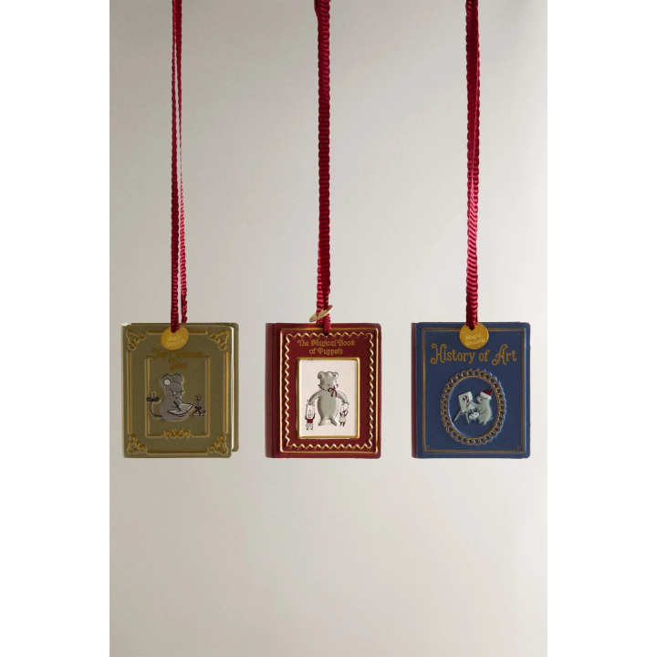 PACK OF IRON BOOK CHRISTMAS TREE DECORATIONS (PACK OF 3)