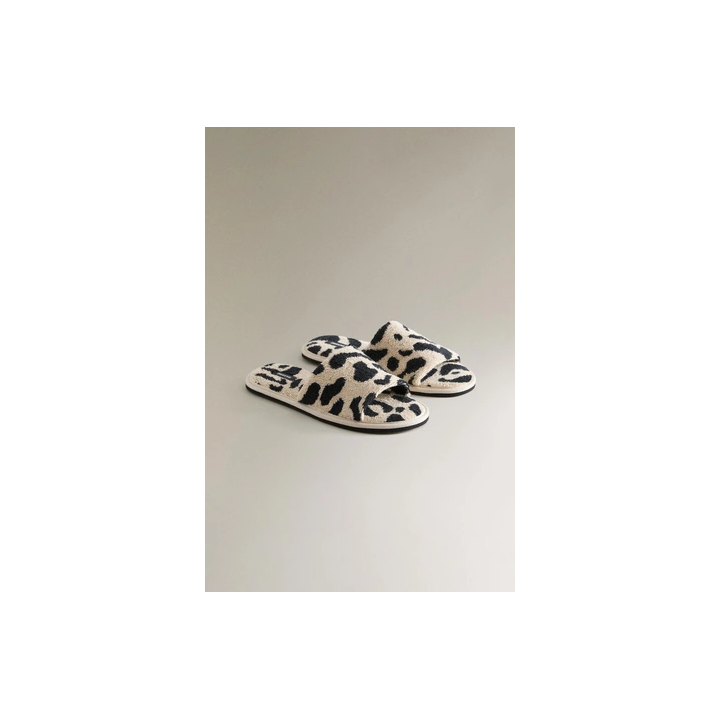 ANIMAL PRINT TERRY SLIDER SLIPPERS