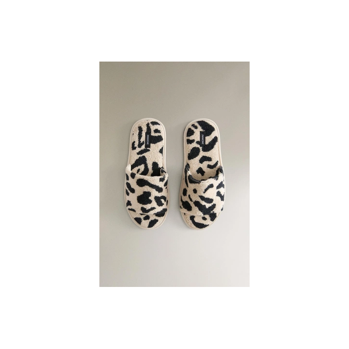 ANIMAL PRINT TERRY SLIDER SLIPPERS