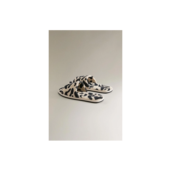 ANIMAL PRINT TERRY SLIDER SLIPPERS