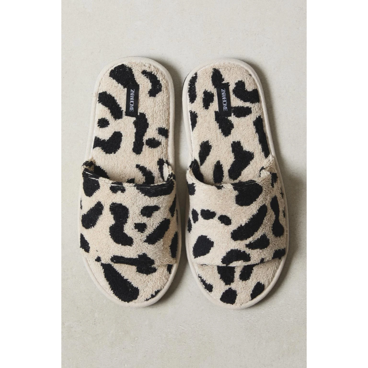 ANIMAL PRINT TERRY SLIDER SLIPPERS