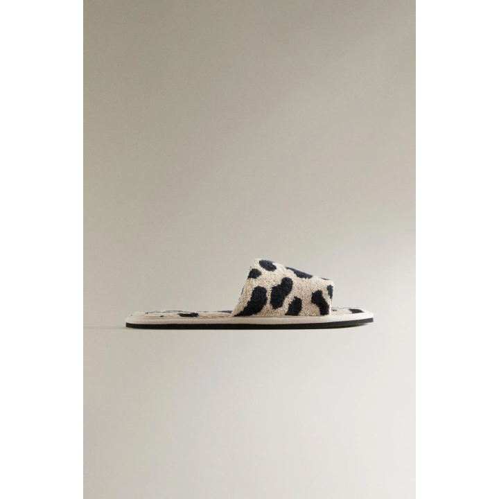 ANIMAL PRINT TERRY SLIDER SLIPPERS