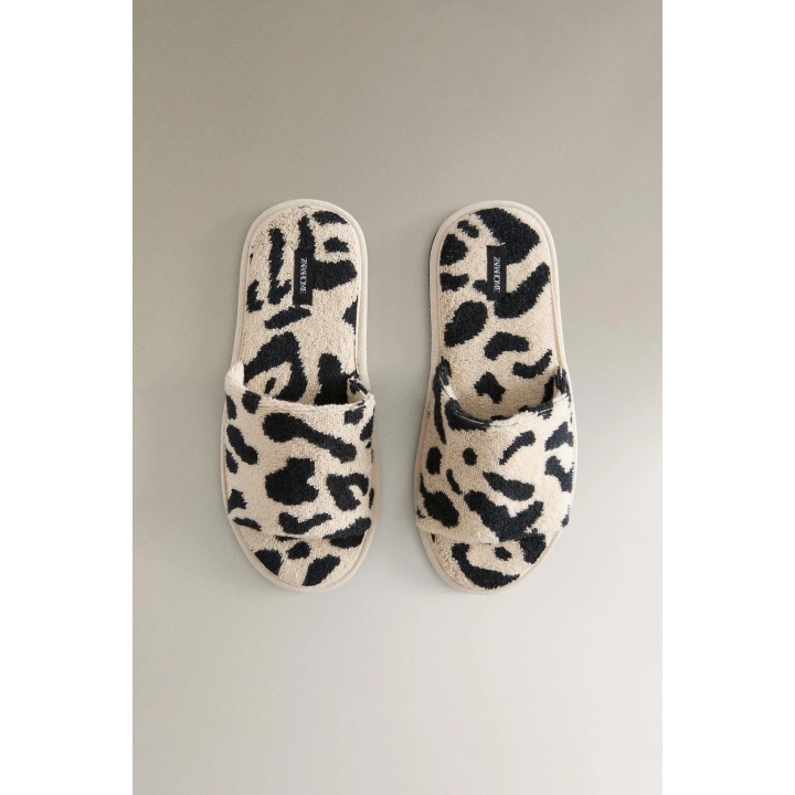 ANIMAL PRINT TERRY SLIDER SLIPPERS