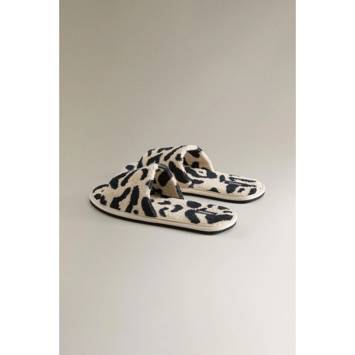 ANIMAL PRINT TERRY SLIDER SLIPPERS