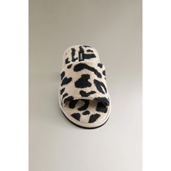ANIMAL PRINT TERRY SLIDER SLIPPERS