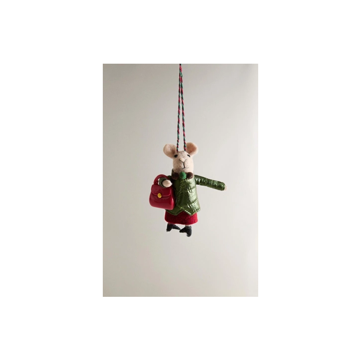 WOOL MOUSE WITH BAG CHRISTMAS TREE DECORATION