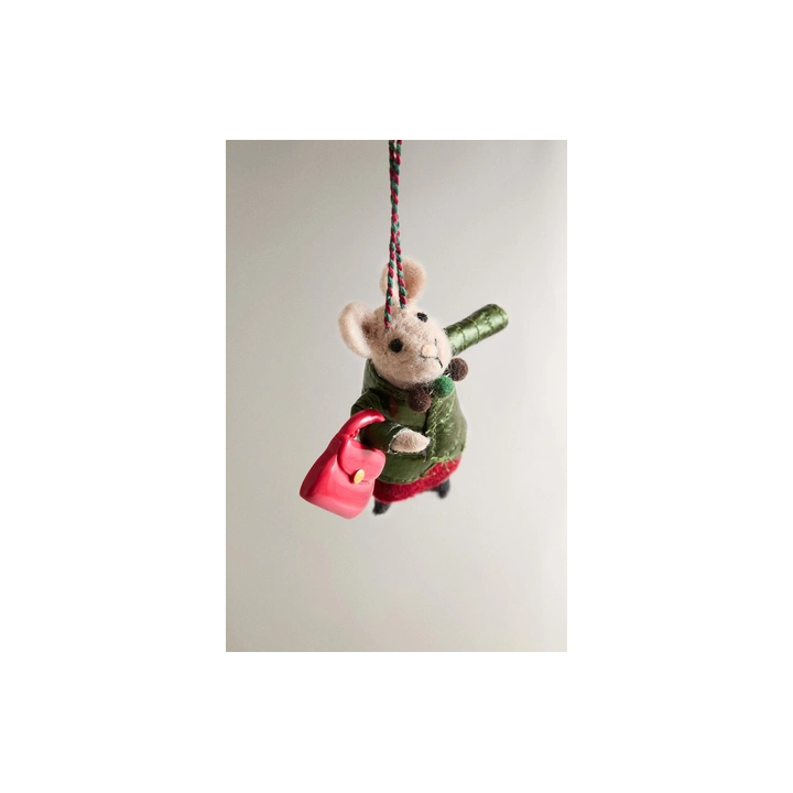 WOOL MOUSE WITH BAG CHRISTMAS TREE DECORATION