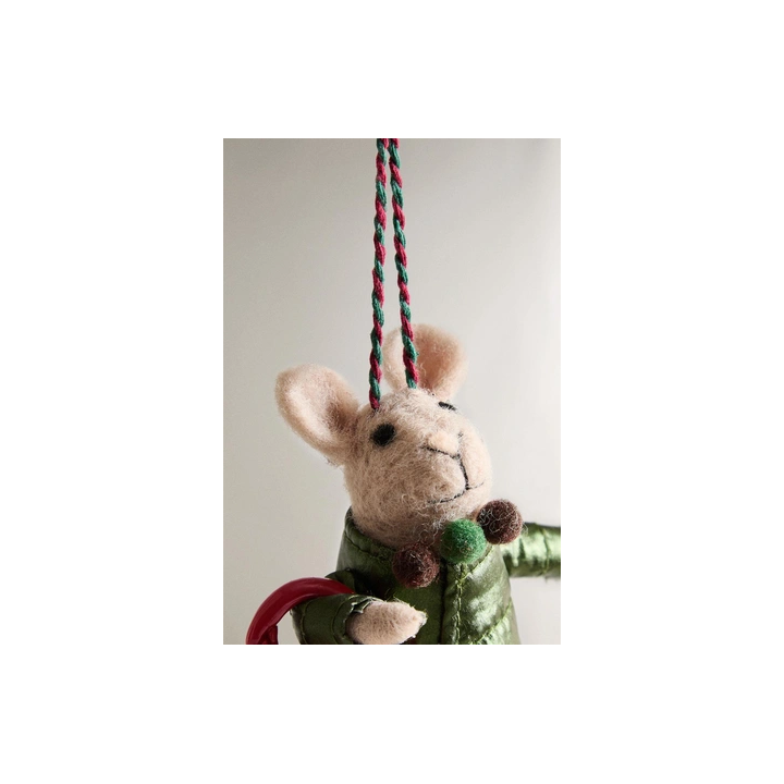 WOOL MOUSE WITH BAG CHRISTMAS TREE DECORATION