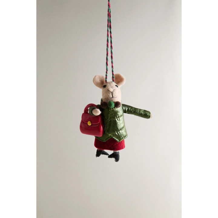 WOOL MOUSE WITH BAG CHRISTMAS TREE DECORATION