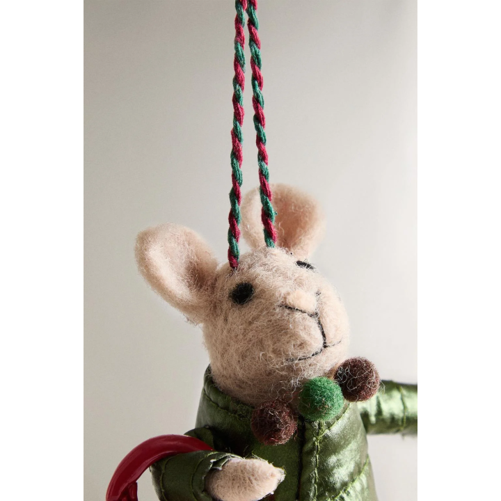 WOOL MOUSE WITH BAG CHRISTMAS TREE DECORATION