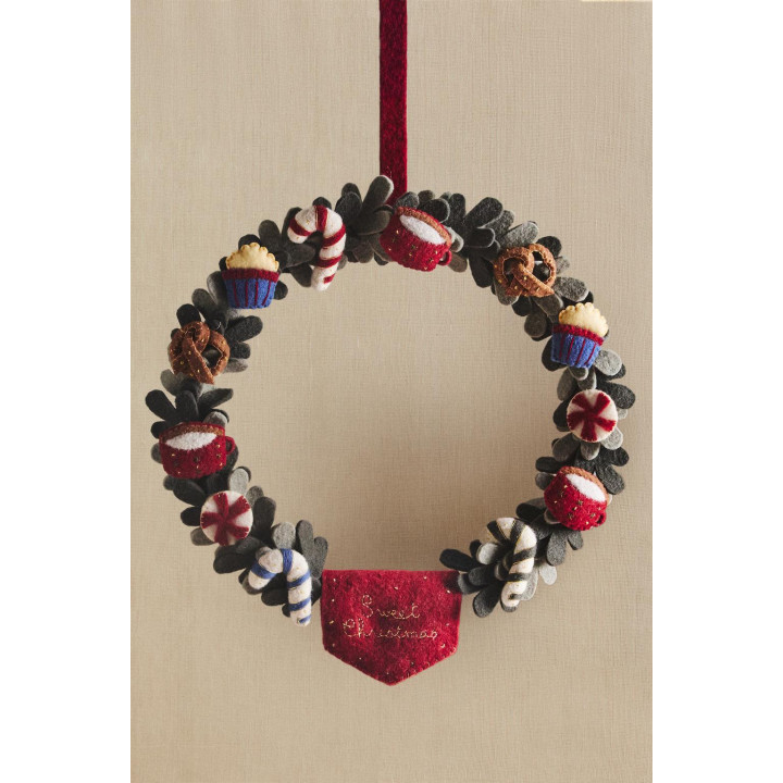 Украшение на дверь из шерсти рождественский венок