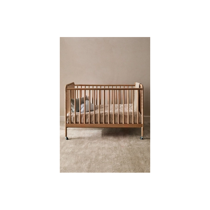 CARVED WOODEN COT WITH WHEELS