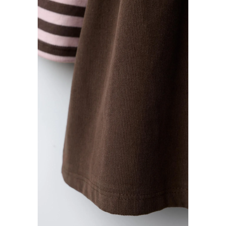 ПЛАТЬЕ В ПОЛОСКУ ИЗ ВЫШИТОГО МИКРОВЕЛЬВЕТА