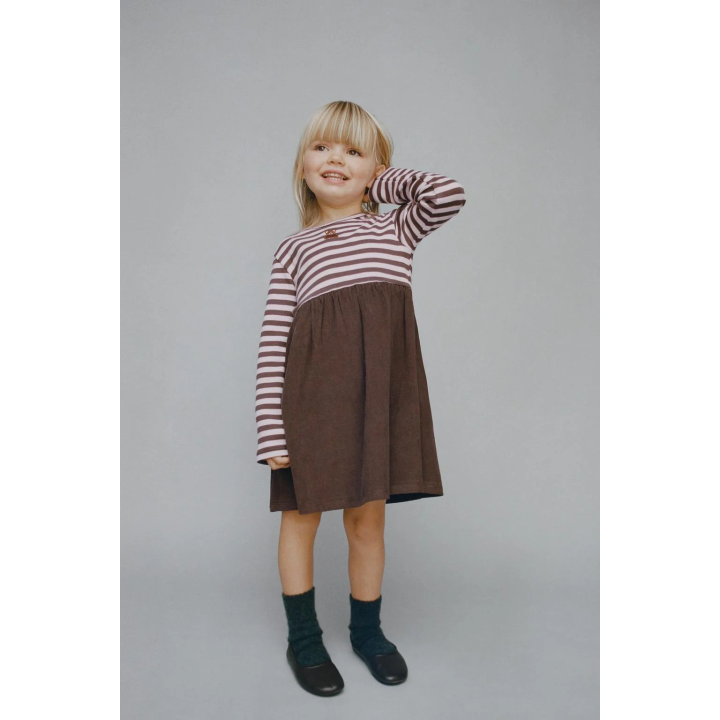 ПЛАТЬЕ В ПОЛОСКУ ИЗ ВЫШИТОГО МИКРОВЕЛЬВЕТА