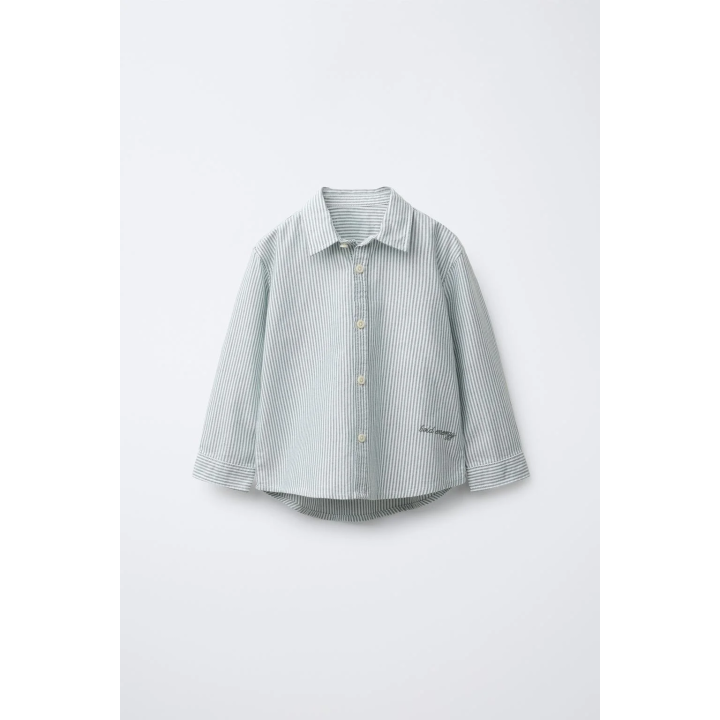 РУБАШКА В ПОЛОСКУ С ВЫШИТЫМ ТЕКСТОМ