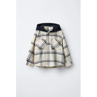 КЛЕТЧАТАЯ РУБАШКА С КАПЮШОНОМ И ФЛИСОМ