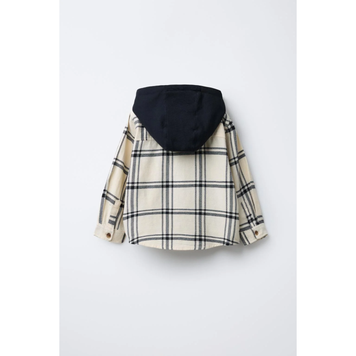 КЛЕТЧАТАЯ РУБАШКА С КАПЮШОНОМ И ФЛИСОМ