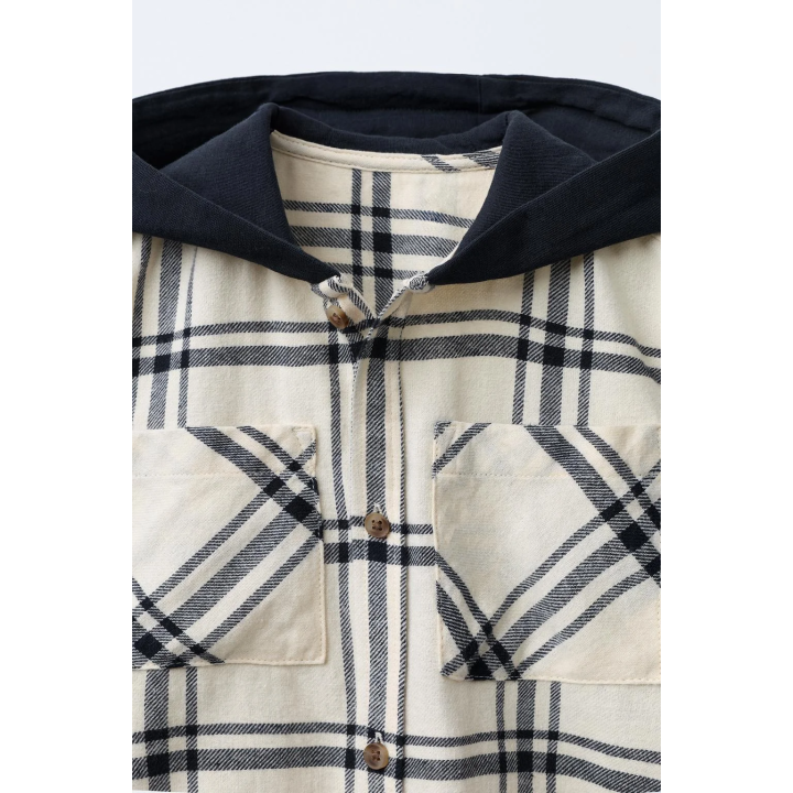 КЛЕТЧАТАЯ РУБАШКА С КАПЮШОНОМ И ФЛИСОМ