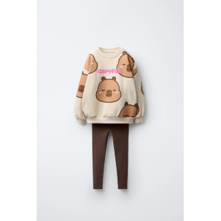 CAPIBARA CAPYFUN © RIBBED SWEATSHIRT AND LEGGINGS SET