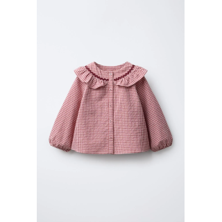 РУБАШКА С БОЛЬШИМ ОТЛОЖНЫМ ВОРОТНИКОМ В КЛЕТКУ ВИШИ