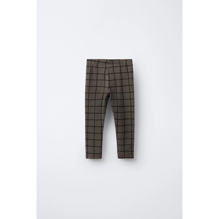 Брюки-леггинсы в клетку с деталями бренда