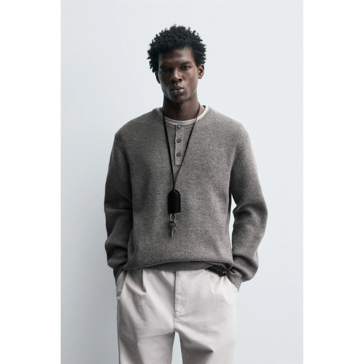 Джемпер с воротником бекер из рубчика